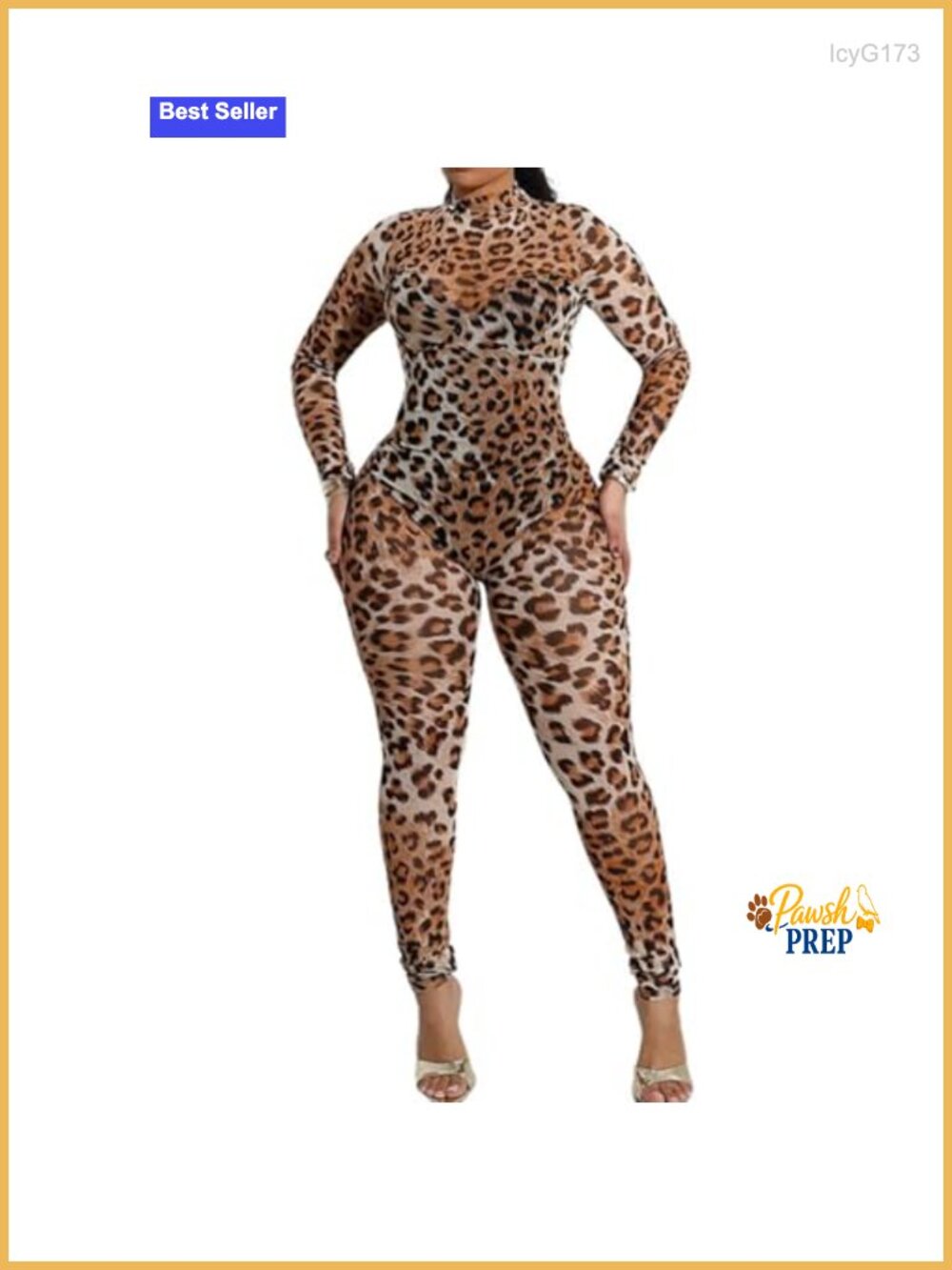 Women's Nude Jumpsuit Long Sleeve Bodycon Leopard Print One Piece